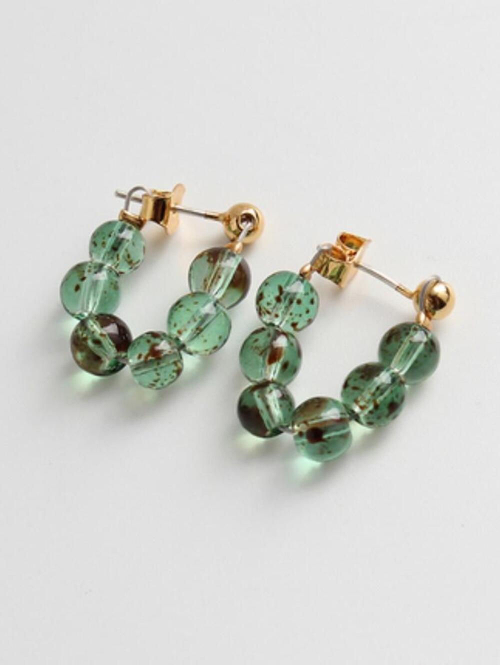 Beaded Chain Stud Earrings 18K Gold Plated